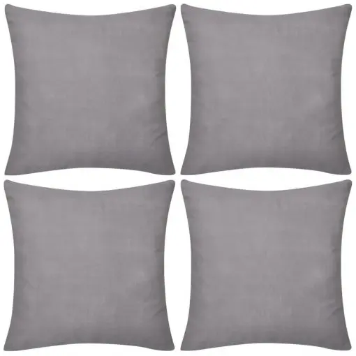 vidaXL 4 Grey Cushion Covers Cotton 80 x 80 cm