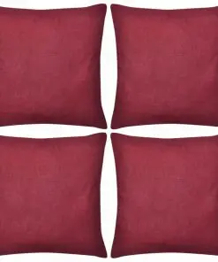 vidaXL 4 Burgundy Cushion Covers Cotton 40 x 40 cm