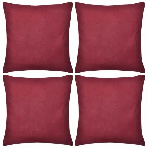 vidaXL 4 Burgundy Cushion Covers Cotton 50 x 50 cm