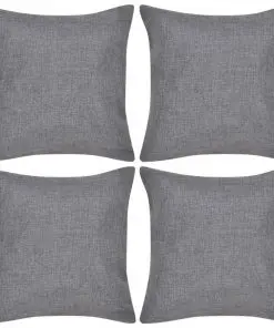 vidaXL 4 Anthracite Cushion Covers Linen-look 40 x 40 cm