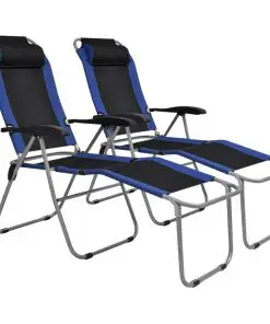 vidaXL Reclining Camping Chairs 2 pcs Blue and Black