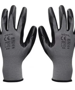 vidaXL Work Gloves Nitrile 24 Pairs Grey and Black Size 10/XL