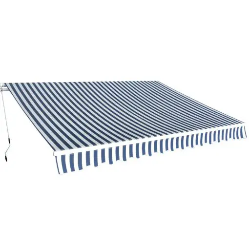 vidaXL Folding Awning Manual-Operated 350 cm Blue and White