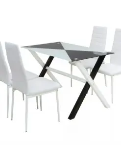 vidaXL Five Piece Dining Table and Chairs Artificial Leather