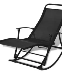 vidaXL Garden Rocking Chair Steel and Textilene Black