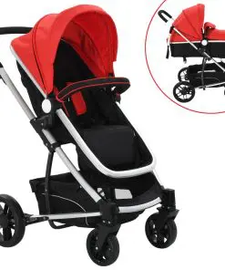 vidaXL 2-in-1 Baby Stroller/Pram Aluminium Red and Black