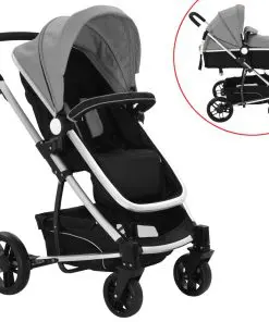 vidaXL 2-in-1 Baby Stroller/Pram Aluminium Grey and Black
