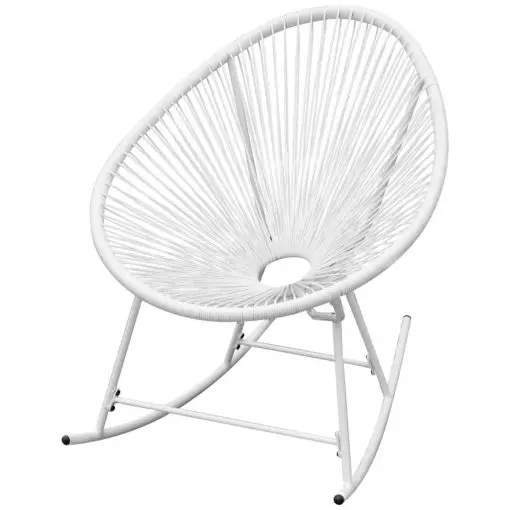 vidaXL Outdoor Rocking Chair White Poly Rattan