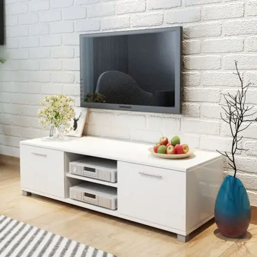 vidaXL TV Cabinet High-Gloss White 120×40.3×34.7 cm