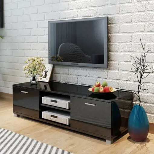 vidaXL TV Cabinet High-Gloss Black 140×40.3×34.7 cm