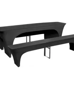vidaXL Three Piece Slipcover for Beer Table/Benches Stretch Anthracite