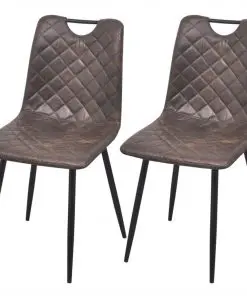vidaXL Dining Chairs 2 pcs Dark Brown Faux Leather