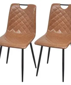 vidaXL Dining Chairs 2 pcs Light Brown Faux Leather