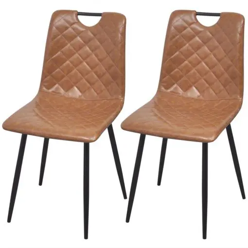 vidaXL Dining Chairs 2 pcs Light Brown Faux Leather