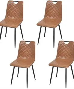 vidaXL Dining Chairs 4 pcs Light Brown Faux Leather