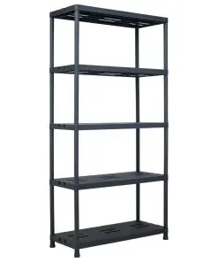vidaXL Storage Shelf Rack Black 260 kg 90x40x180 cm Plastic