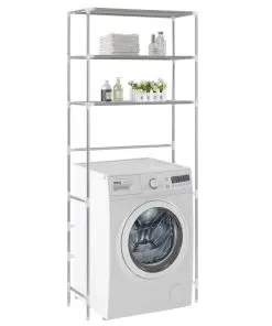 vidaXL 3-Tier Storage Rack over Laundry Machine Silver 69x28x169 cm