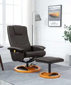 vidaXL Massage Chair with Foot Stool Brown Faux Leather