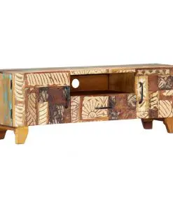 vidaXL Hand Carved TV Cabinet 120x30x40 cm Solid Reclaimed Wood