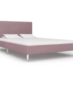 vidaXL Bed Frame Pink Fabric King