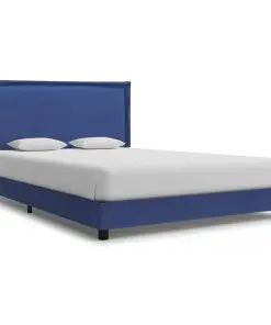 vidaXL Bed Frame Blue Fabric Double