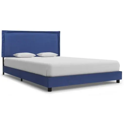vidaXL Bed Frame Blue Fabric Queen
