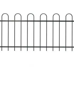 vidaXL Garden Fence with Hoop Top Steel 1.7×1 m Black