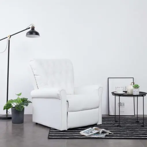vidaXL Reclining Chair White Faux Leather