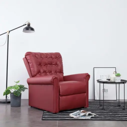 vidaXL Reclining Chair Wine Red Faux Leather