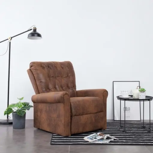 vidaXL Reclining Chair Brown Faux Suede Leather