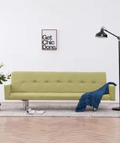 vidaXL Sofa Bed with Armrest Green Polyester