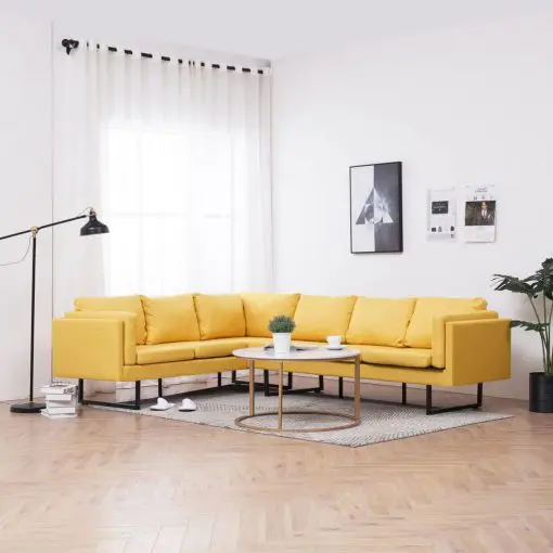 vidaXL Corner Sofa Yellow Fabric