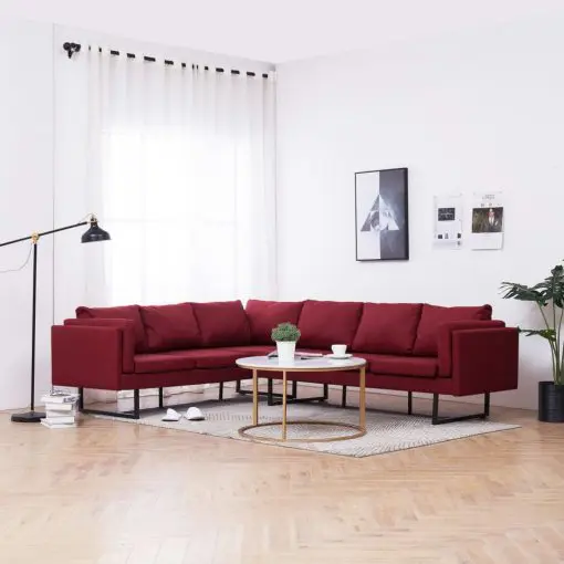 vidaXL Corner Sofa Red Fabric