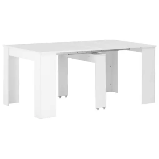 vidaXL Extendable Dining Table High Gloss White 175x90x75 cm