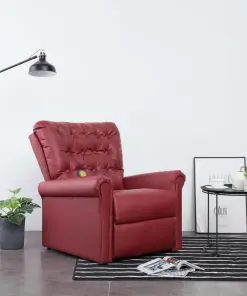 vidaXL Massage Recliner Chair Wine Red Faux Leather