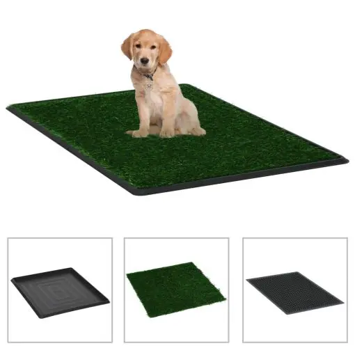 vidaXL Pet Toilet with Tray and Artificial Turf Green 64x51x3 cm WC