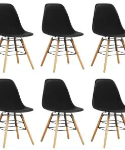vidaXL Dining Chairs 6 pcs Black Plastic