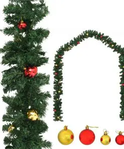 vidaXL Christmas Garland Decorated with Baubles 5 m