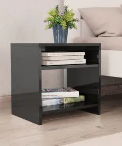 vidaXL Bedside Cabinet High Gloss Black 40x30x40 cm Chipboard