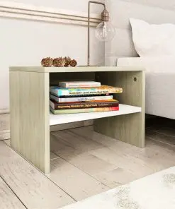 vidaXL Bedside Cabinets 2 pcs White and Sonoma Oak 40x30x30 cm Chipboard
