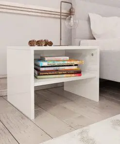 vidaXL Bedside Cabinet High Gloss White 40x30x30 cm Chipboard