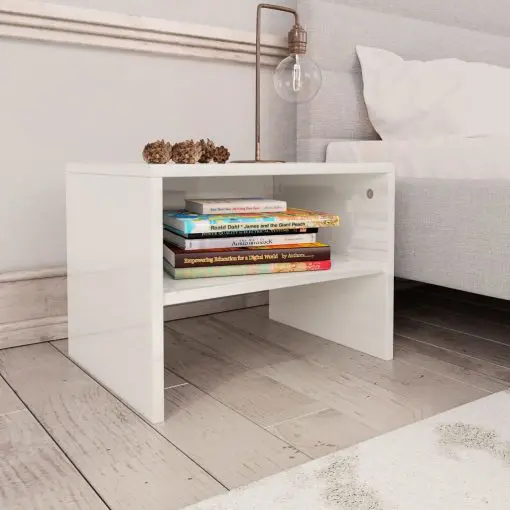 vidaXL Bedside Cabinets 2 pcs High Gloss White 40x30x30 cm Chipboard