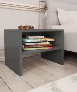 vidaXL Bedside Cabinet High Gloss Grey 40x30x30 cm Chipboard