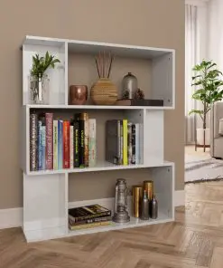 vidaXL Book Cabinet/Room Divider High Gloss White 80x24x96 cm Chipboard