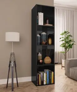 vidaXL Book Cabinet/TV Cabinet High Gloss Black 36x30x143 cm Chipboard