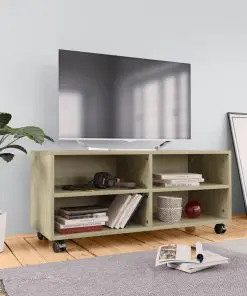 vidaXL TV Cabinet with Castors Sonoma Oak 90x35x35 cm Chipboard