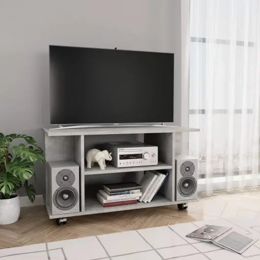 vidaXL TV Cabinet with Castors Concrete Grey 80x40x40 cm Chipboard