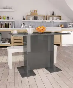 vidaXL Dining Table High Gloss Grey 110x60x75 cm Chipboard