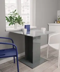 vidaXL Dining Table High Gloss Grey 80x80x75 cm Chipboard