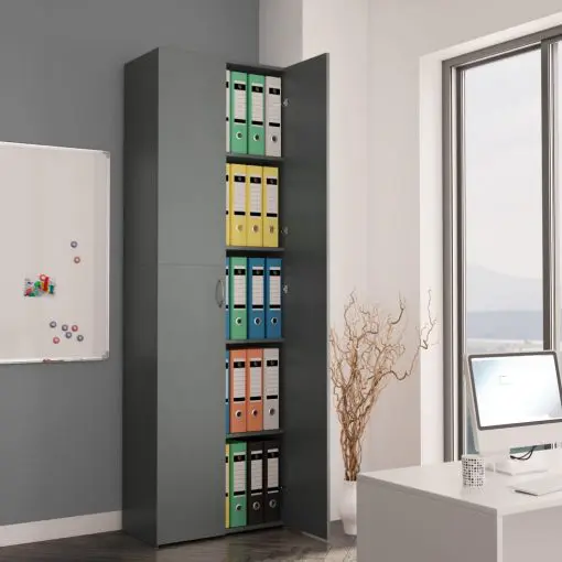 vidaXL Office Cabinet Grey 60x32x190 cm Chipboard